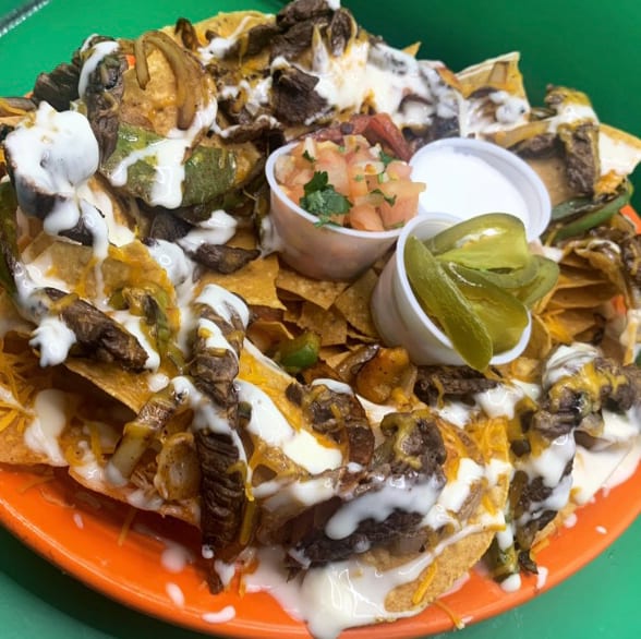 Chicken or Steak Nachos.