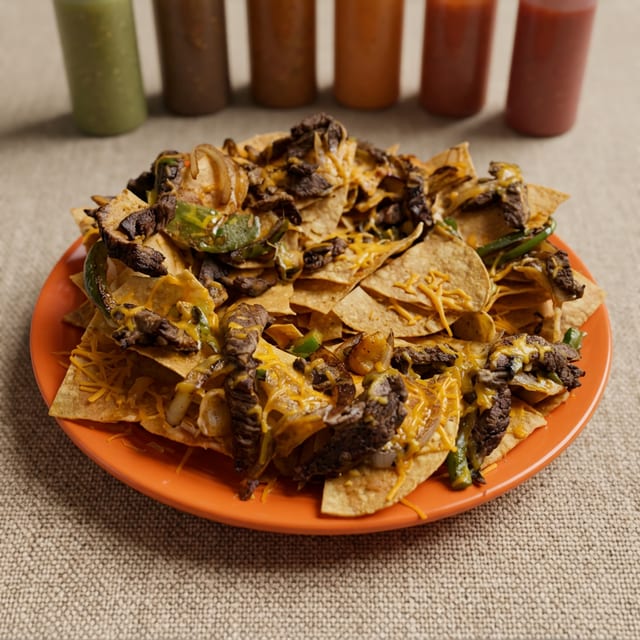 Chicken or Steak Nachos.